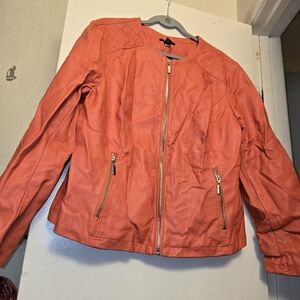 Alfani Women's Vibrant Leather Jacket with Zipper Details